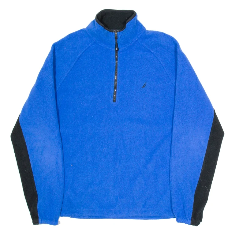 NAUTICA Mens Fleece Blue 1/4 Zip L