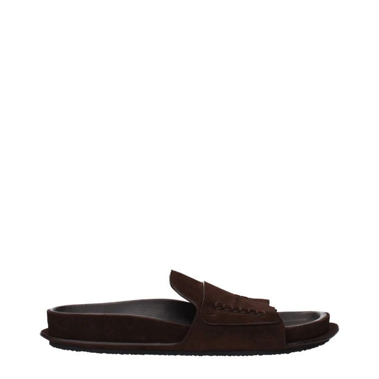 Brown Leather Slippers - Women