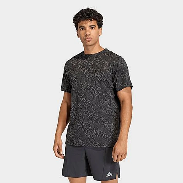 adidas Men's D4T Primelift Allover Print T-Shirt in Black/Grey Size: Small