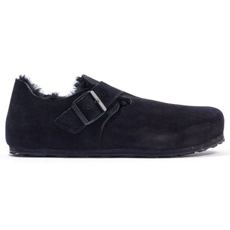 Unisex London Shearling Suede Leather Shearling Black