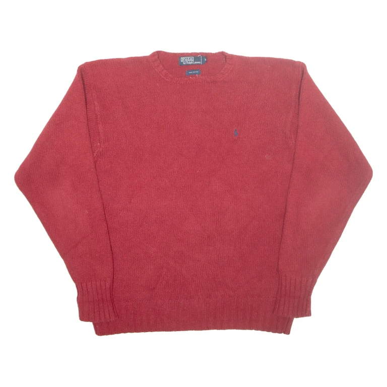 POLO RALPH LAUREN Mens Jumper Red Tight Knit XL