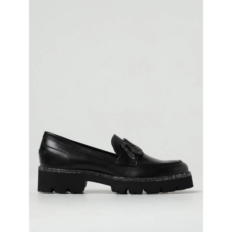 René Caovilla Morgana Leather Loafers with Rhinestones (C119000250001V213)
