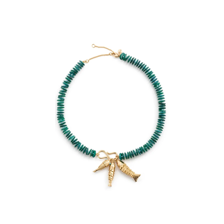 Madewell Madewell x Shopbop Beaded Fish Statement Necklace Deep Lagoon One Size