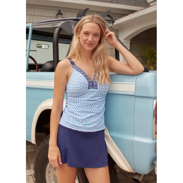 Seaside Embroidered Tankini Top