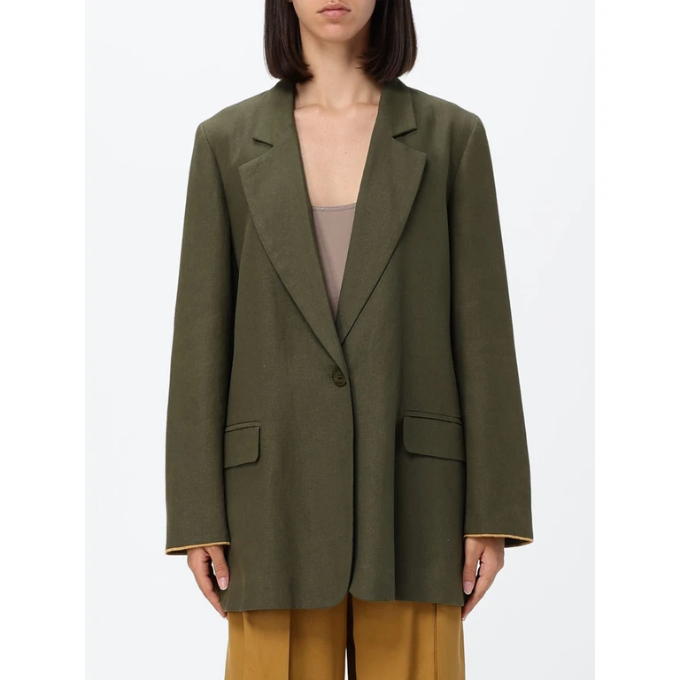 Single-Breasted Linen Blend Blazer (261TF202000228)