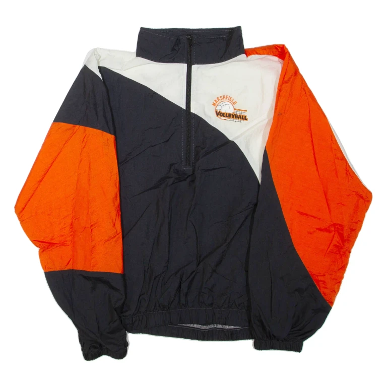 UNIQUE SALES Marshfield Volleyball Mens Shell Jacket Orange Nylon Colourblock L