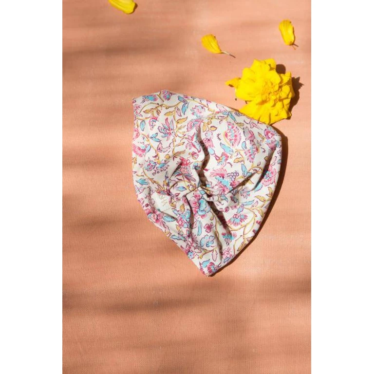 Recycled girl's turban - Padma Flower - 3- 6 months