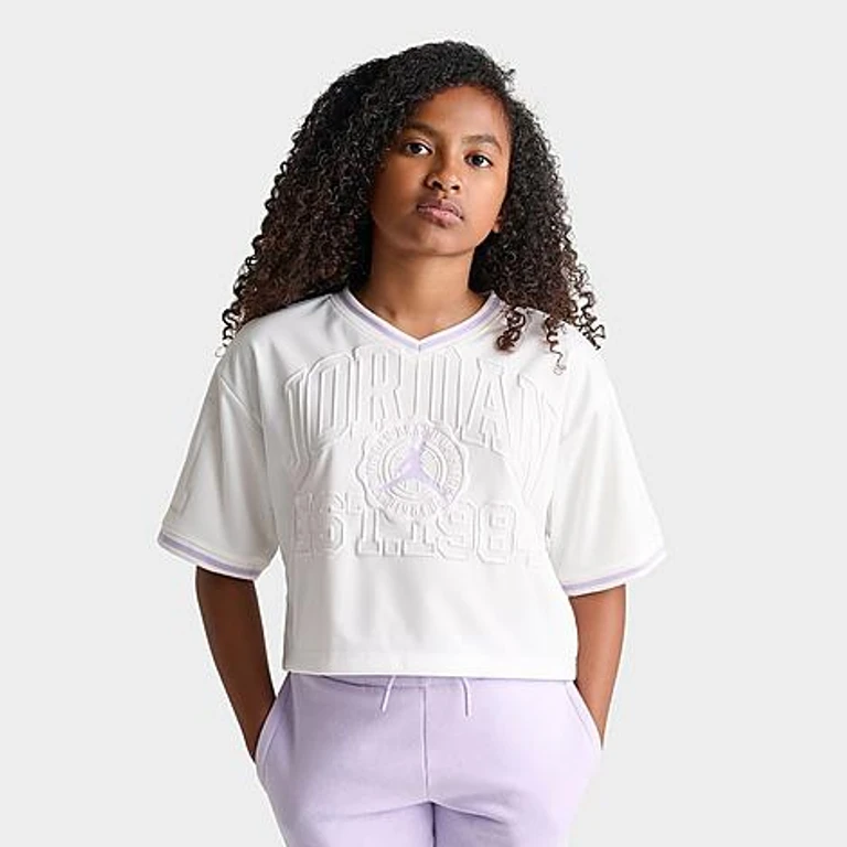 Jordan Girls' Big Kids Cropped Jersey in Sail Size: Small