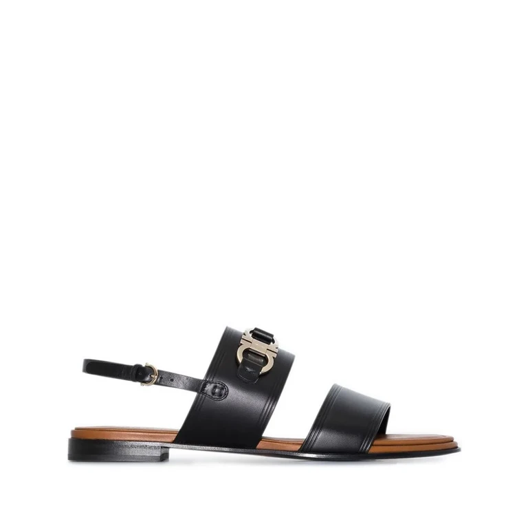 Ferragamo Gancini-Plaque Leather Sandals