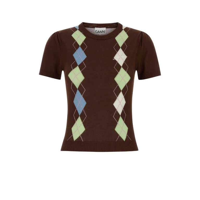 Ganni Brown Cotton Sweater Tiramisu Exterior: Organic Maglie - Women