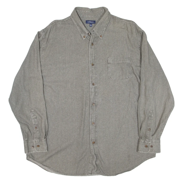 CROFT & BARROW Mens Plain Shirt Grey Long Sleeve XL