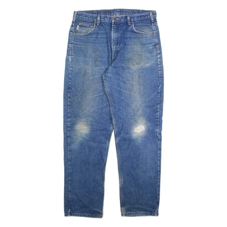 CARHARTT Lined Mens Jeans Blue Relaxed Straight W38 L34