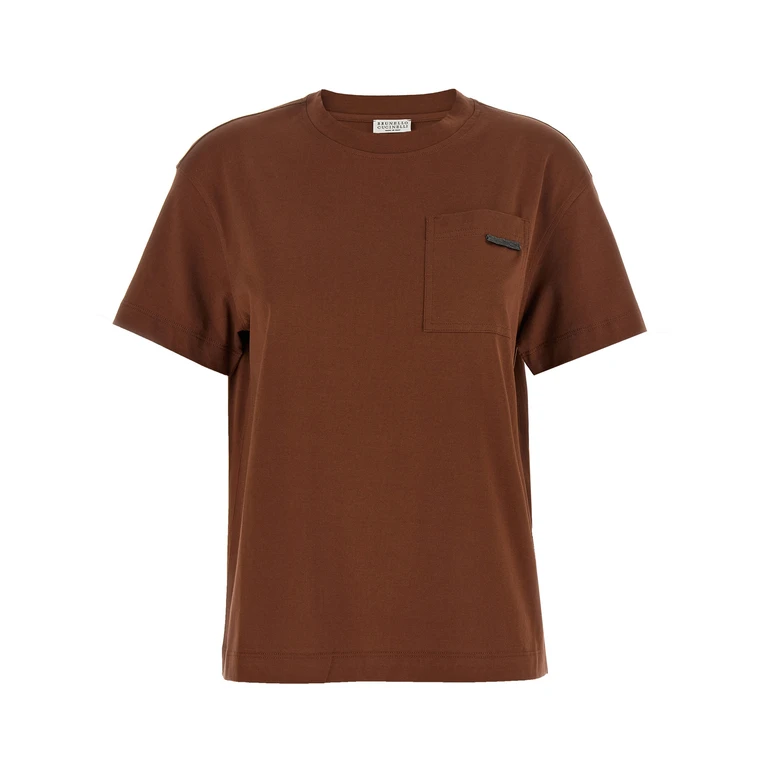 Brunello Cucinelli Brown Cotton T-Shirt - Women