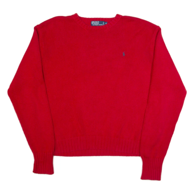 POLO RALPH LAUREN Mens Jumper Red Tight Knit XL