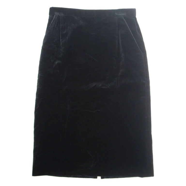 Womens Straight Skirt Black Midi Velvet M