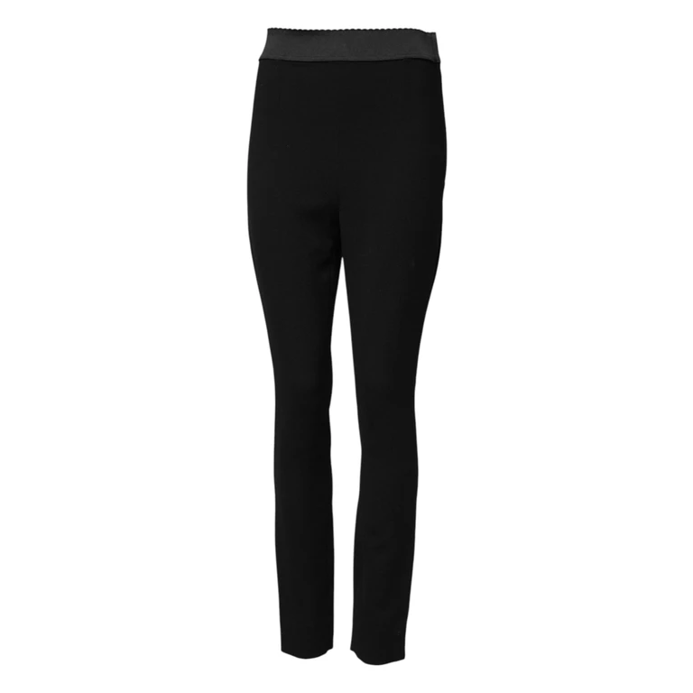 Dolce & Gabbana Black Wool Leggings Stretch Pants 99 Virgin Elastane - Women