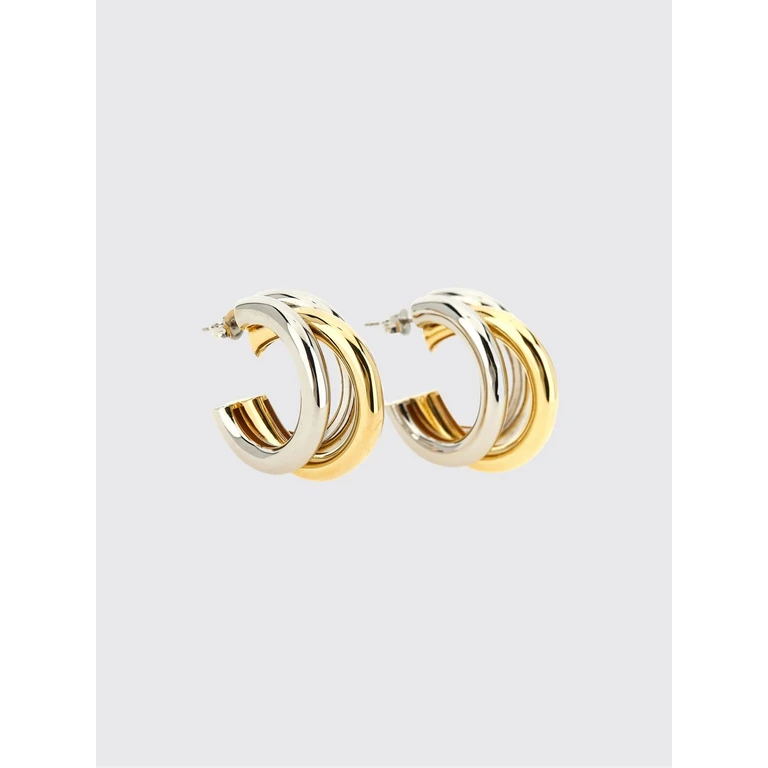 Chrome-Plated Brass Half-Hoop Earrings with Engraved Logo (26EBB0454MET953M042)