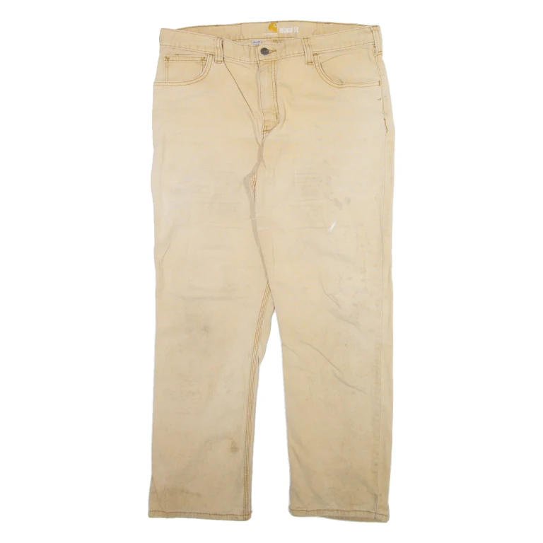 CARHARTT Mens Trousers Cream Relaxed Straight W36 L30