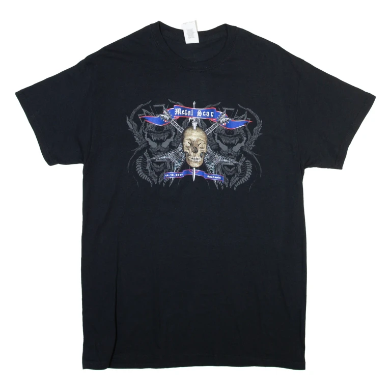 GILDAN Mens Band T-Shirt Black M