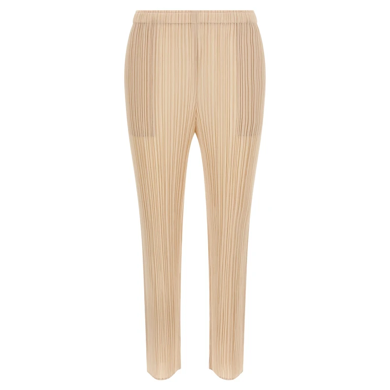 Pleats Please Issey Miyake Beige Polyester Casual Pants - Women