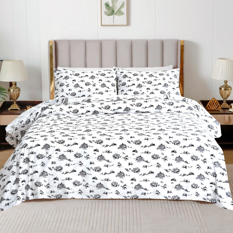 4-Piece Holiday Cotton Flannel Sheet Set - 100% Turkish Cotton