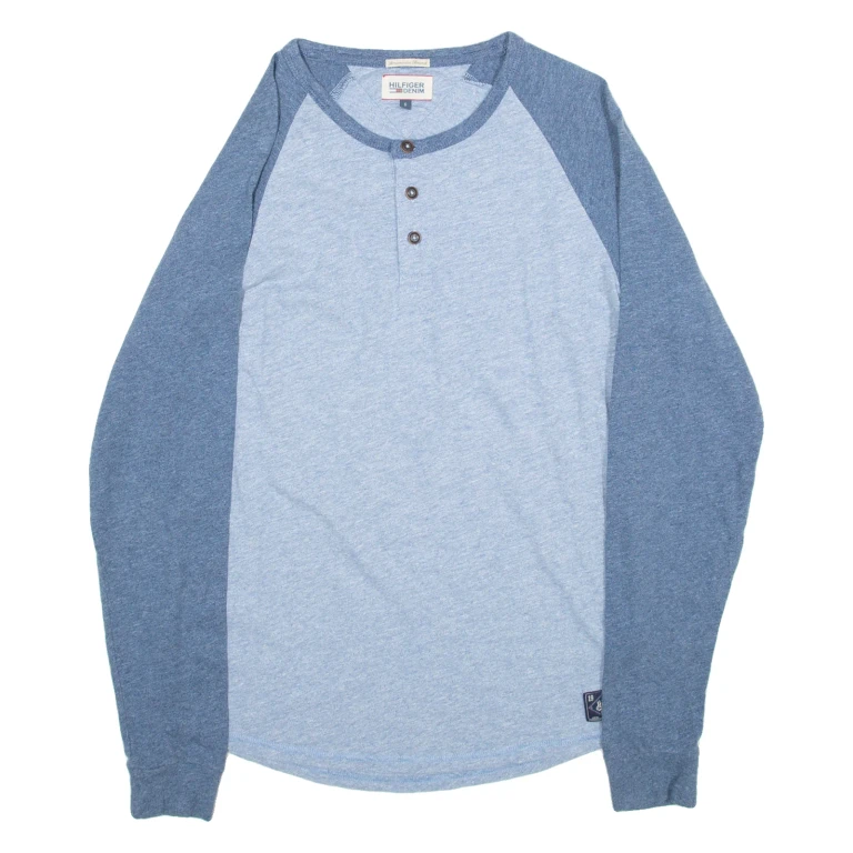 HILFIGER DENIM Mens T-Shirt Blue Long Sleeve S