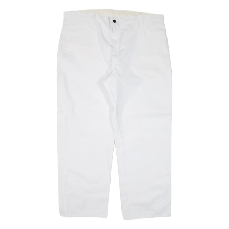 DICKIES Carpenter Workwear Mens Trousers White Regular Straight W40 L30
