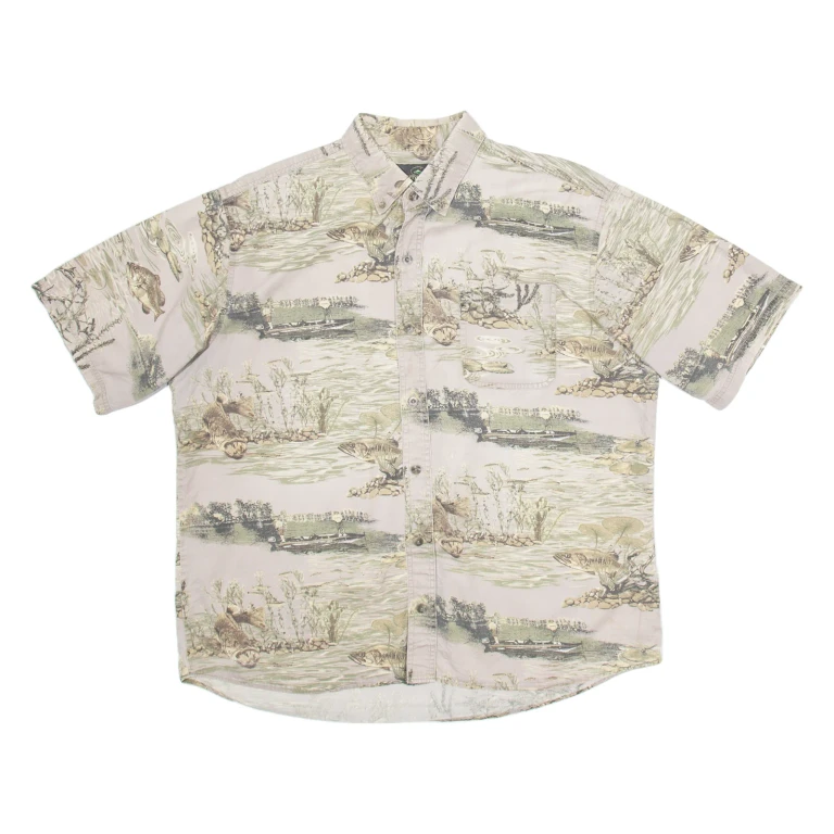 REDHEAD Mens Shirt Brown Crazy Pattern XL