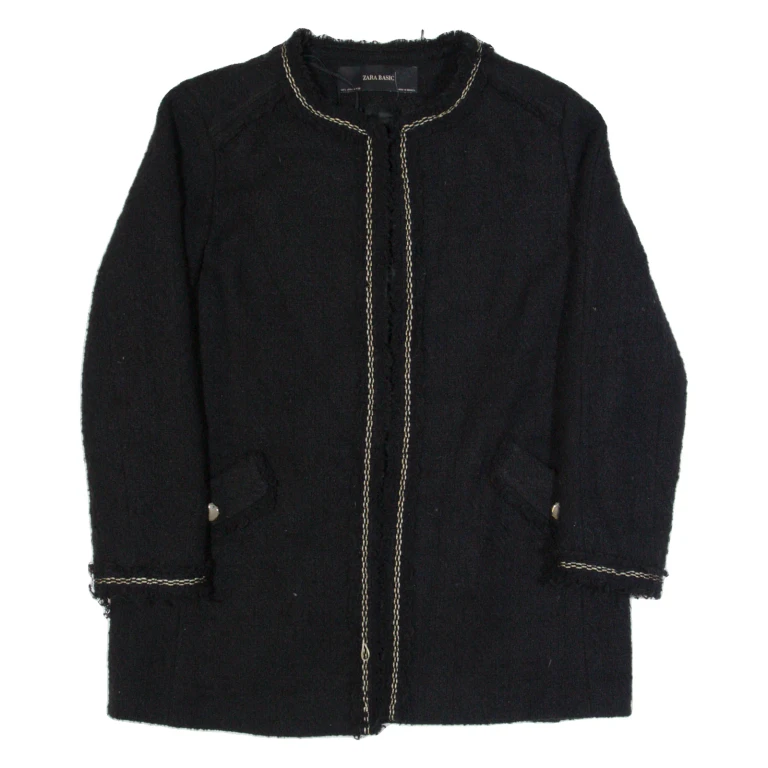 ZARA BASIC Womens Overcoat Jacket Black L