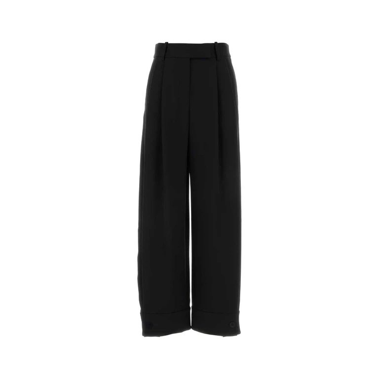 Giorgio Armani Black Crepe Wide-Leg Pant Nero Exterior: Silk Pantaloni - Women