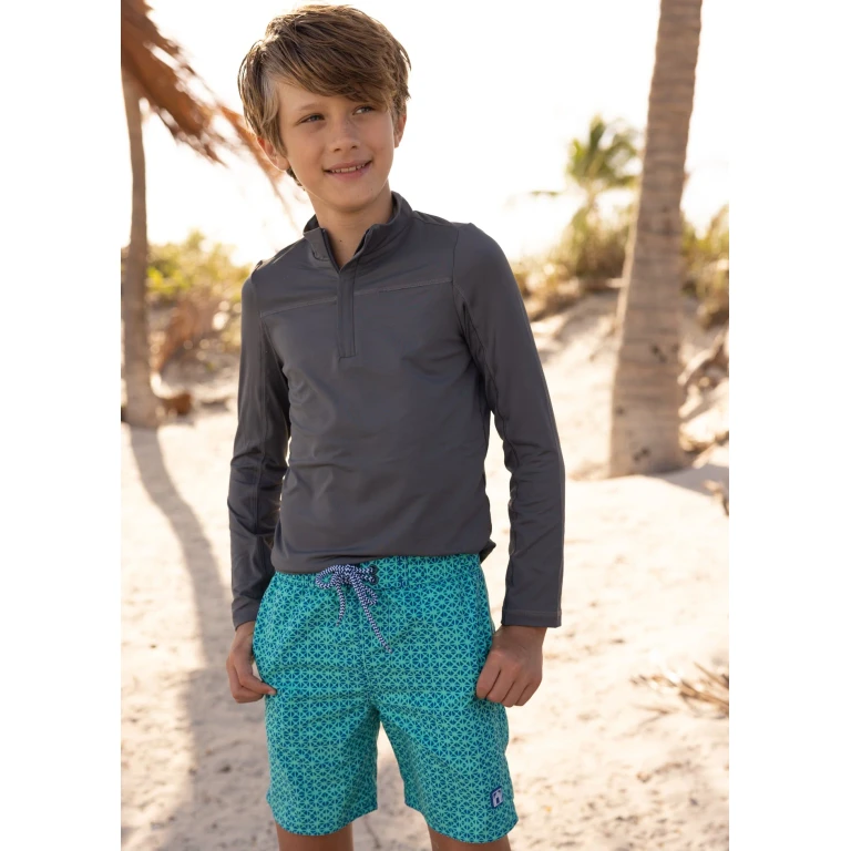 Boys Grey Zip Rashguard