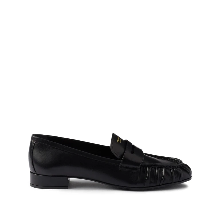 Prada Pleated Leather Loafers