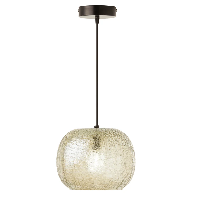 Joan Glam Subtle Green Luster & Black Globe Shade Pendant
