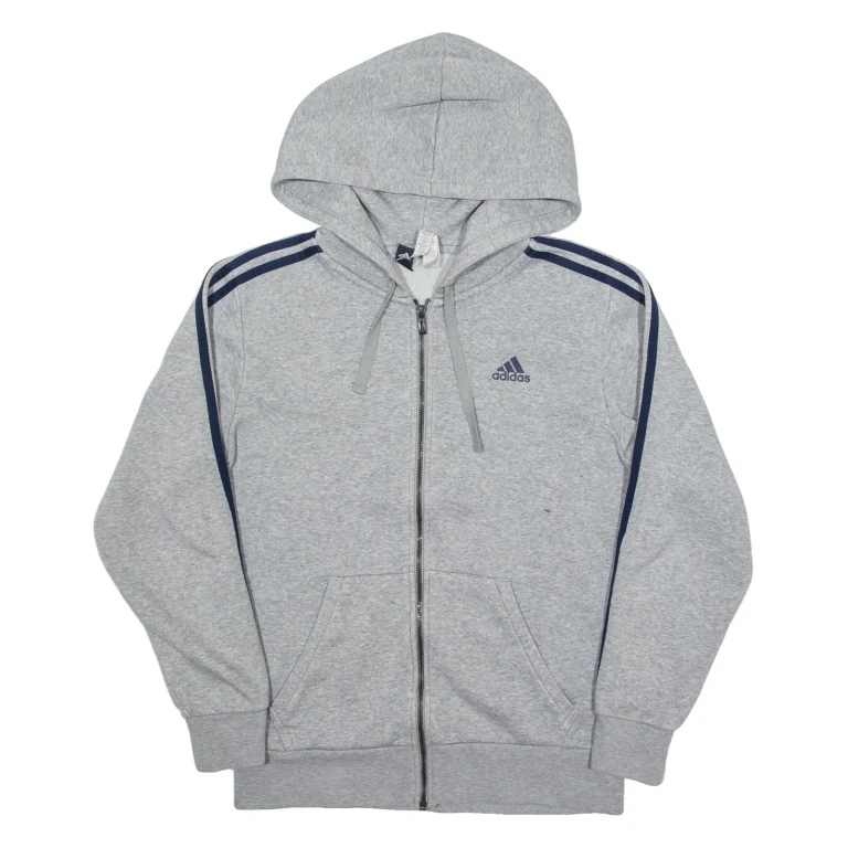 ADIDAS Mens Grey Hoodie Full Zip S