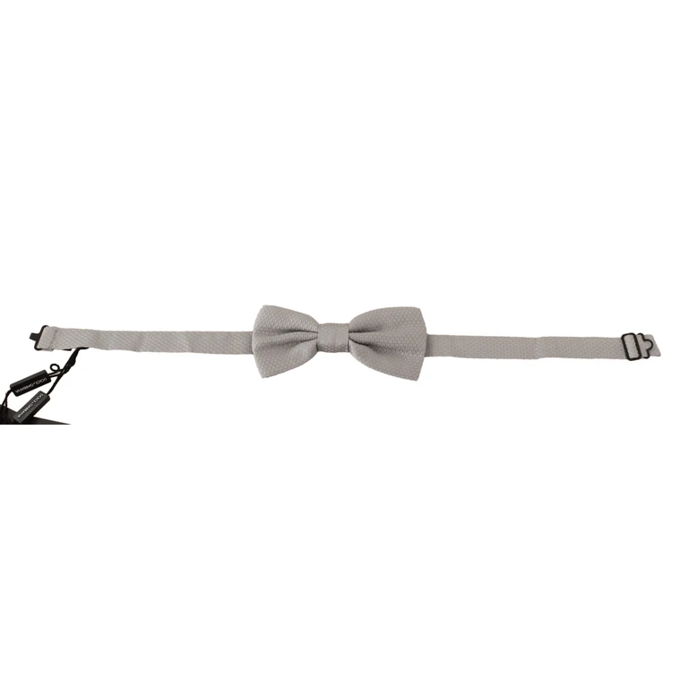 Dolce & Gabbana Silver Gray Silk Adjustable Neck Papillon Bow Tie - Men