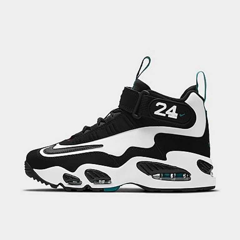 Boys Big Kids Air Griffey Max 1 Training Shoes in White/Black/Fresh Water Size: 3.5