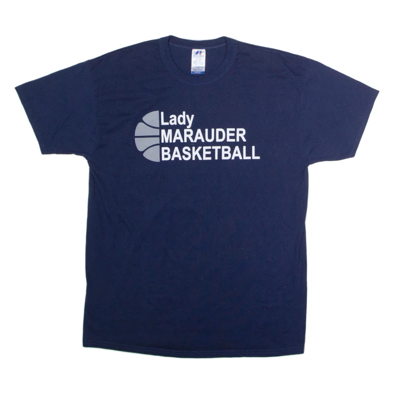 RUSSELL ATHLETIC Lady Marauder Basketball Mens T-Shirt Blue USA Crew Neck L