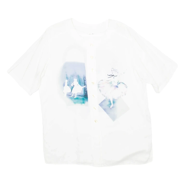 Ballerina Womens Printed Blouse White Crazy Pattern M