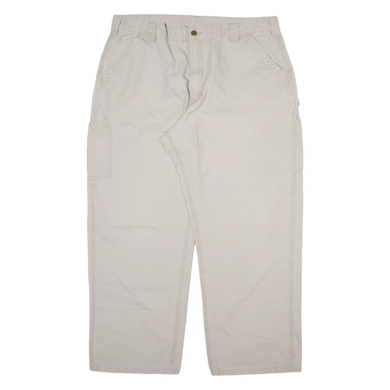 CARHARTT Carpenter Mens Trousers Grey Relaxed Straight W40 L30