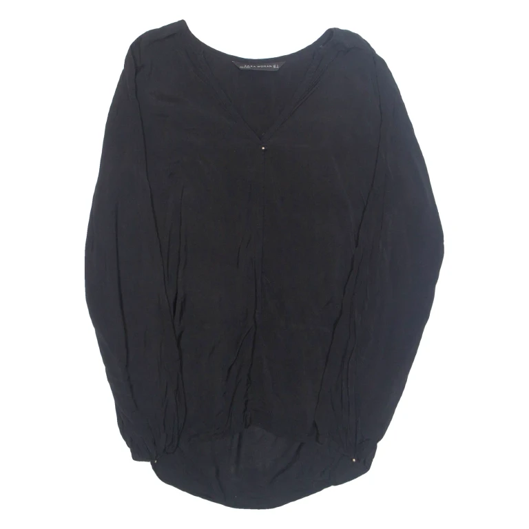 ZARA Womens Blouse Black Long Sleeve S