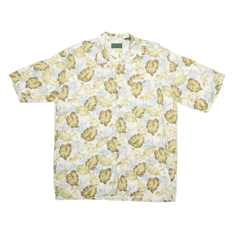SCANDIA WOODS Mens Hawaiian Shirt Beige Floral XL