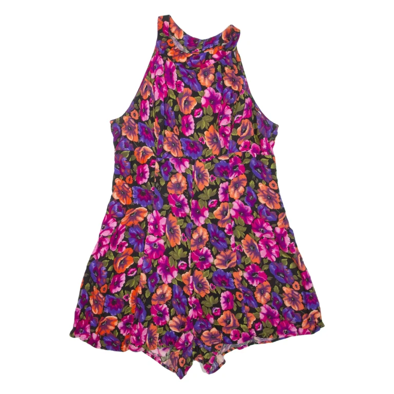 BASIC EDITIONS Womens Playsuit Pink Floral Wide-Leg Viscose L