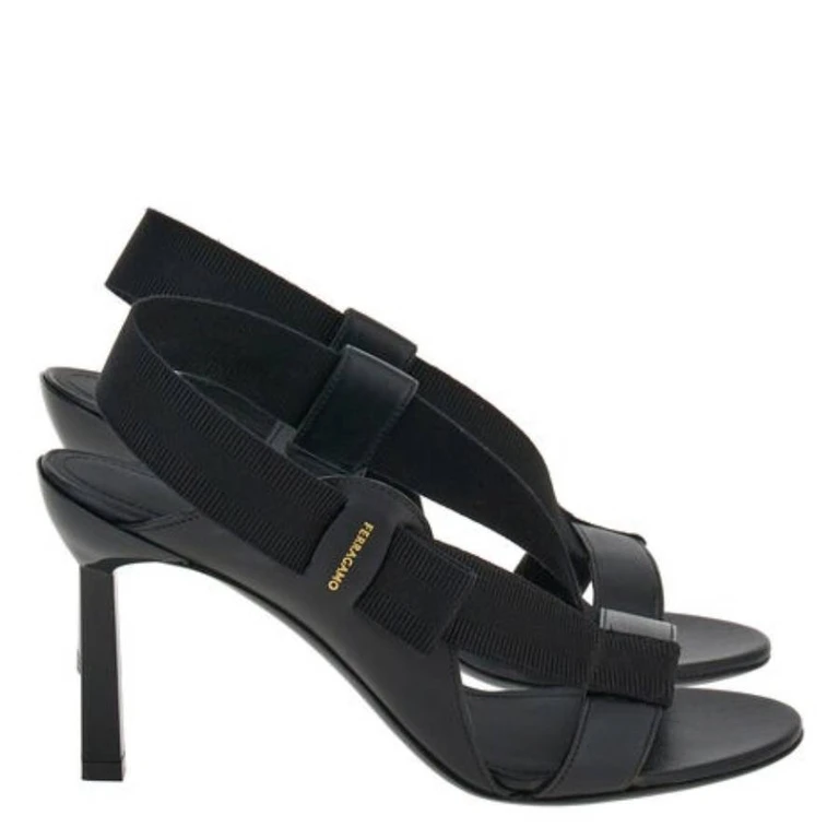 Ferragamo Black Vara Bow Vale 85 Sandals, Size 7 C