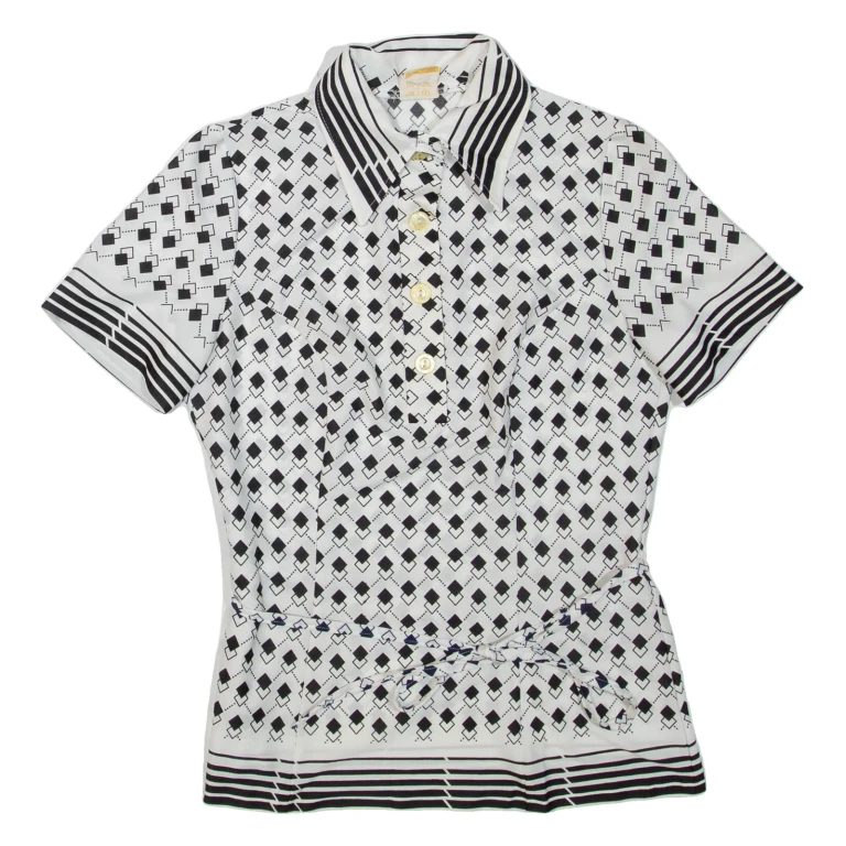 Womens Printed Shirt Black Collared Geometric L