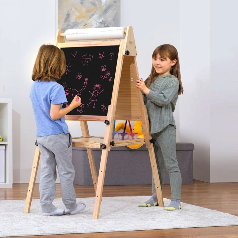 Foldable Kids Easel - 3 Adjustable Heights, Art Station for Drawing & Painting
