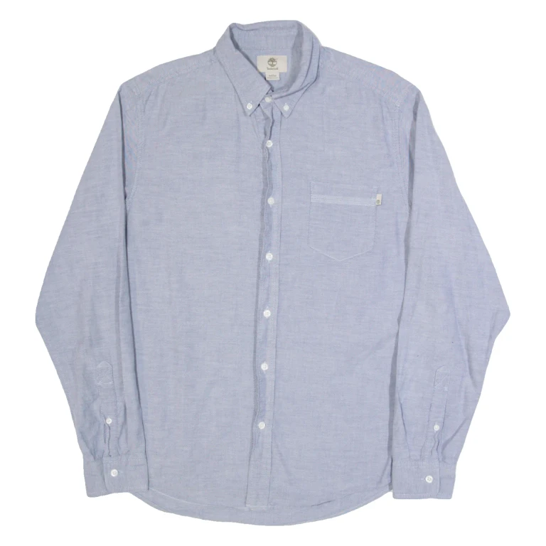 TIMBERLAND Mens Plain Shirt Blue Long Sleeve M