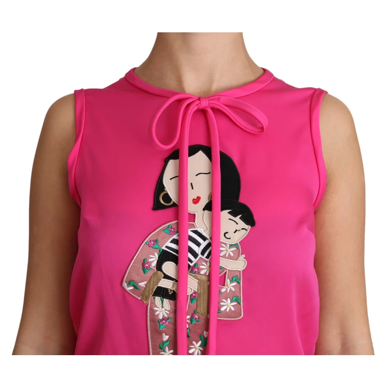 Dolce & Gabbana Pink Family Silk Tank Mama Blouse Top Shirt Spandex - Women