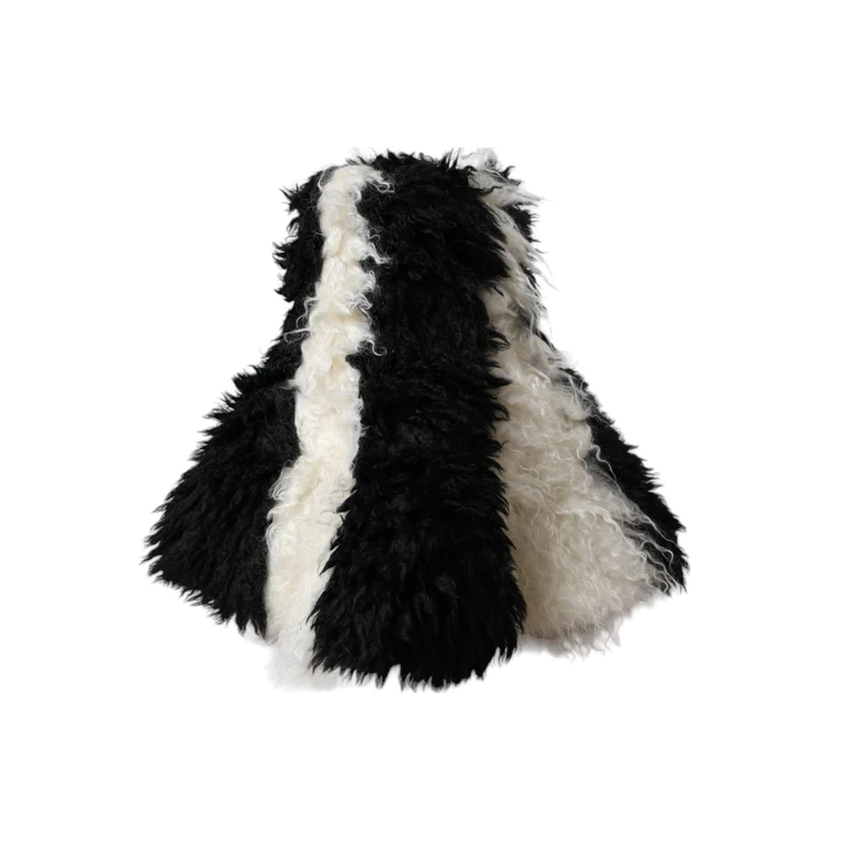 Dolce & Gabbana Black White Stripes Mohair Fur Bucket Hat And Nylon - Women
