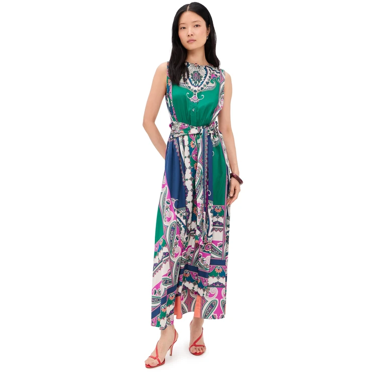 MISA Anabella Dress Multicolored Patchwork Scarf S