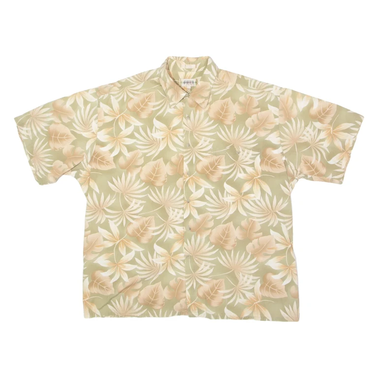 CAMPIA MODA Mens Hawaiian Shirt Green 90s Floral XL